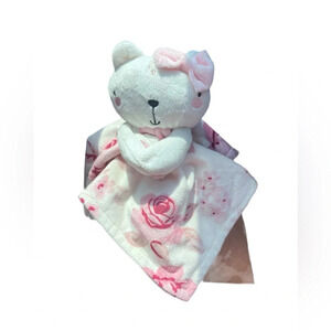 Modern Moments by Gerber Baby Plush Pink White Cat Lovey Security Blanket